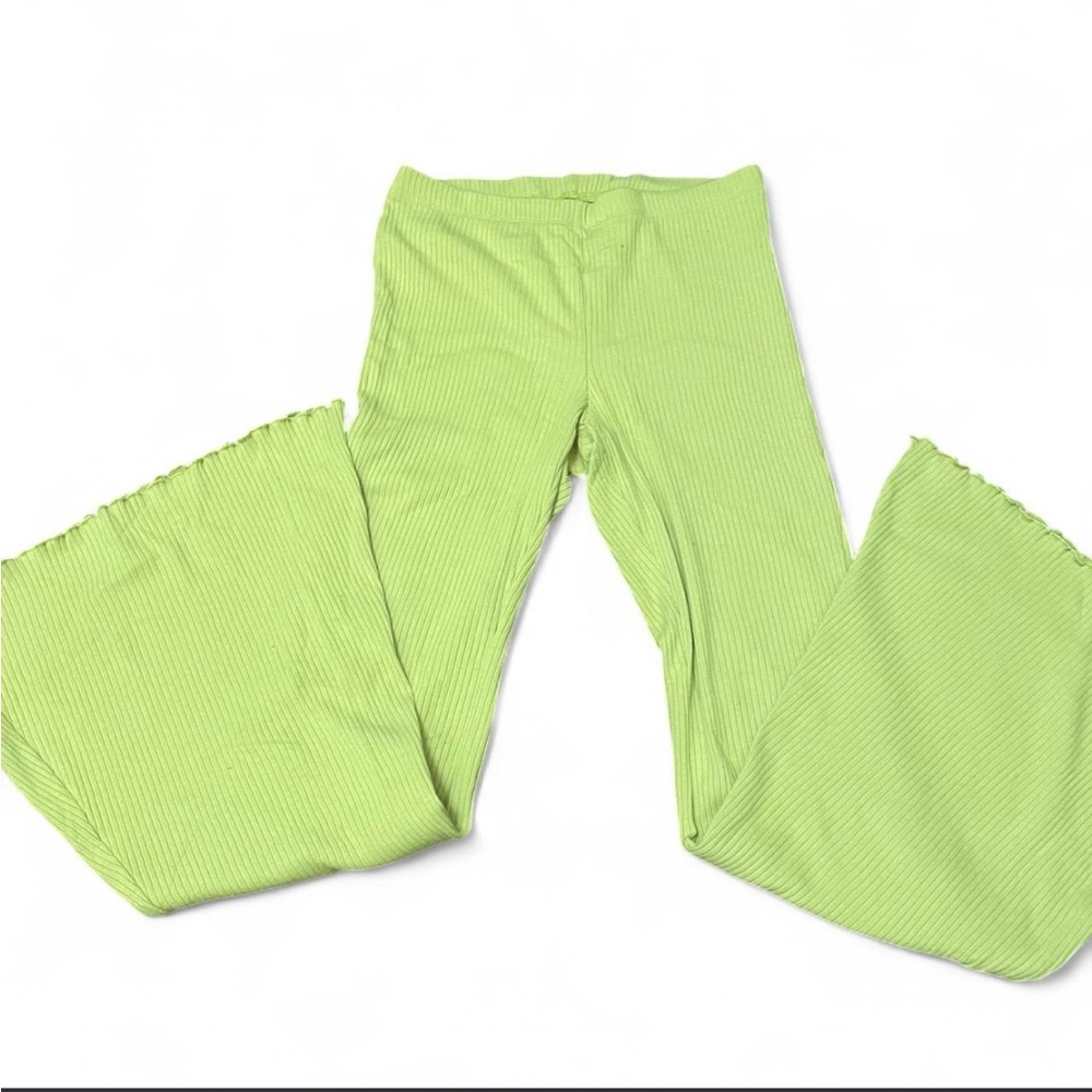 Aerie Green Ribbed Flare Pants